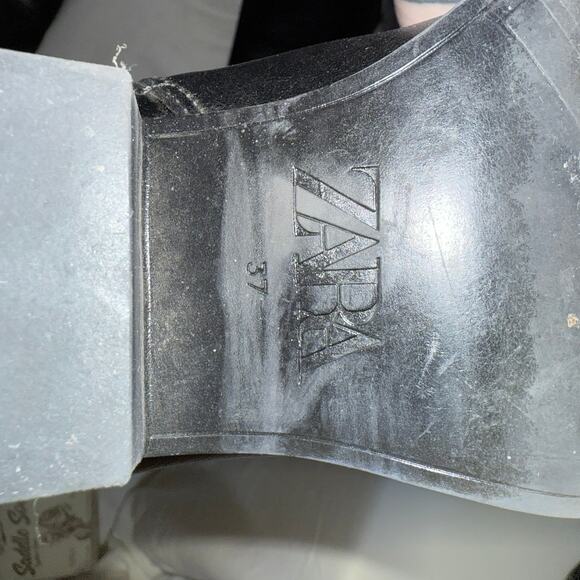 ZARA Leather Knee High Boots Zipper inside Sz 6.5 - Picture 5 of 6
